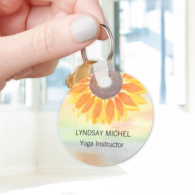 Custom Name Yoga Instructor Sunflower Keychain (Creator Uploaded)
