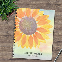 Custom Name Yoga Instructor Sunflower Notebook
