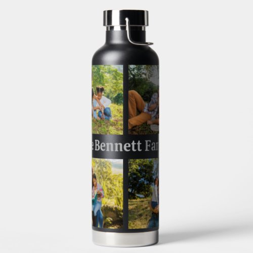 Custom Name  YOUR 4 Photos Water Bottle