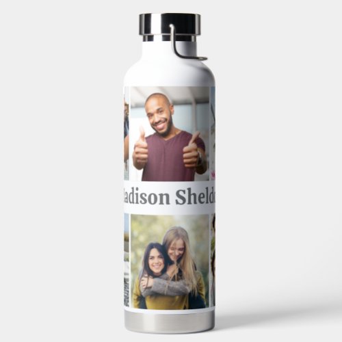 Custom Name  YOUR 6 Photos Water Bottle