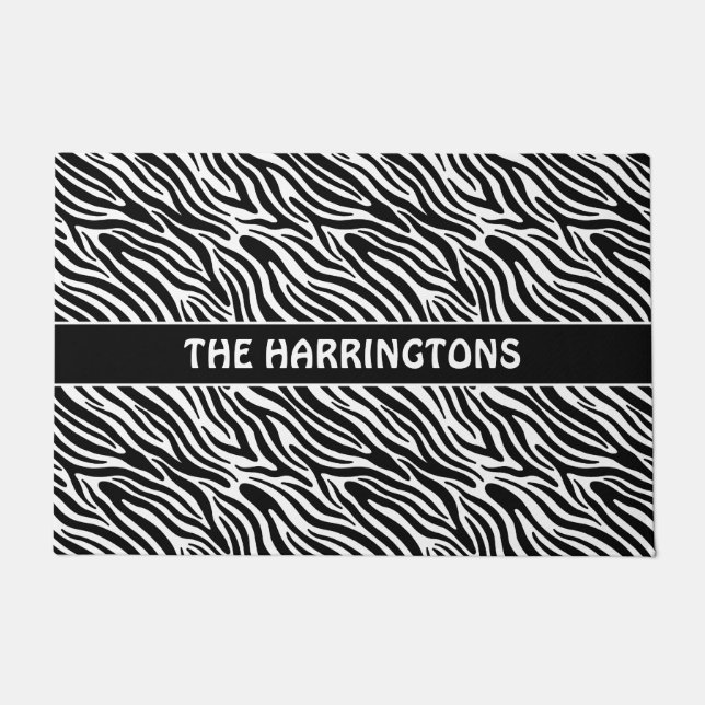Custom Name Zebra Pattern Doormat (Front)