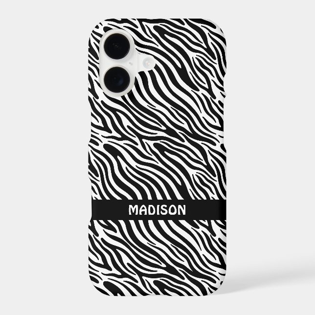 Custom Name Zebra Pattern iPhone Case (Back)