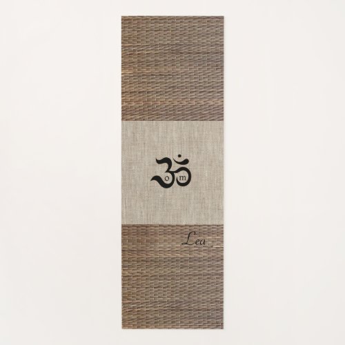 Custom name Zen Om burlap tatami print rustic yoga Yoga Mat