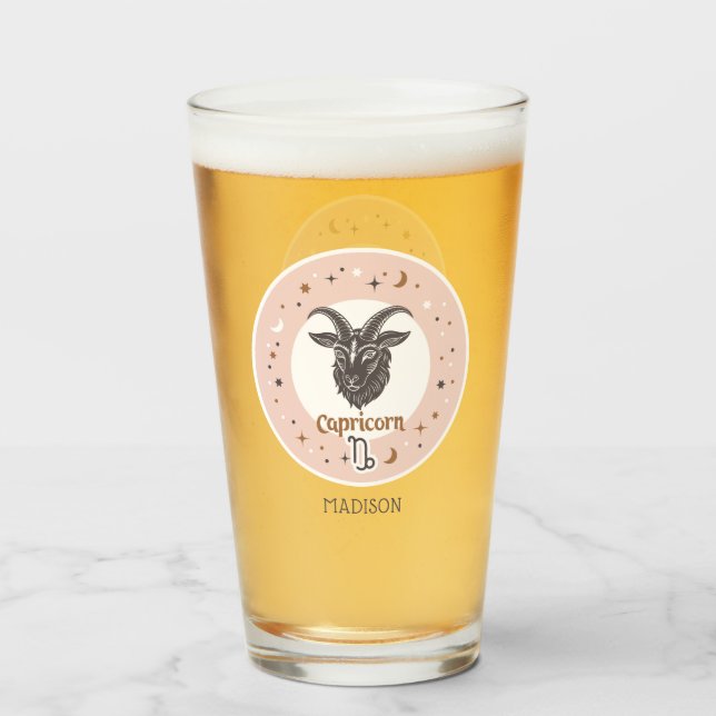 Custom Name Zodiac Sign Capricorn Glass (Back Filled)
