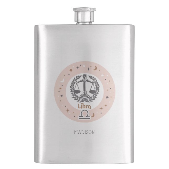 Custom Name Zodiac Sign Libra Flask (Front)