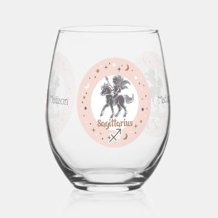 Custom Name Zodiac Sign Sagittarius Stemless Wine Glass
