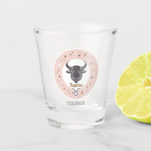 Custom Name Zodiac Sign Taurus Shot Glass