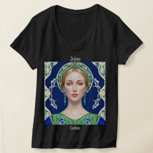 Custom Name Zodiac Sign Women's V-Neck T-Shirt