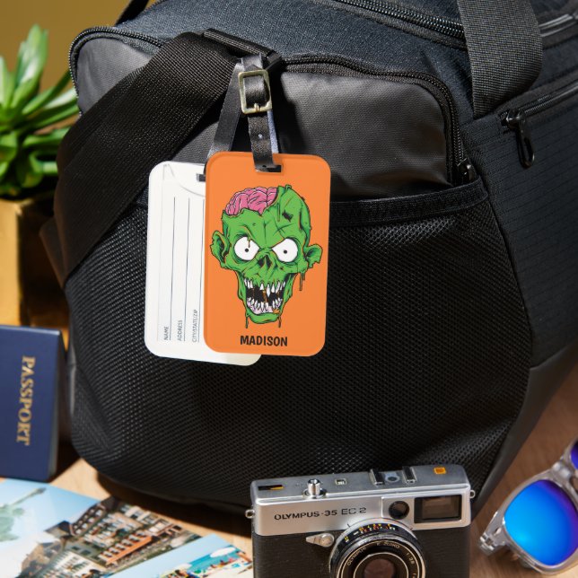Custom name Zombie Luggage Tag (Front & Back)