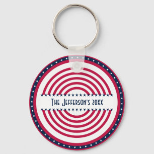Custom Named Patriot Red White Blue  Keychain