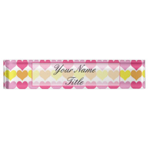 Custom Nameplate Name Plate Desk Hearts Colorful