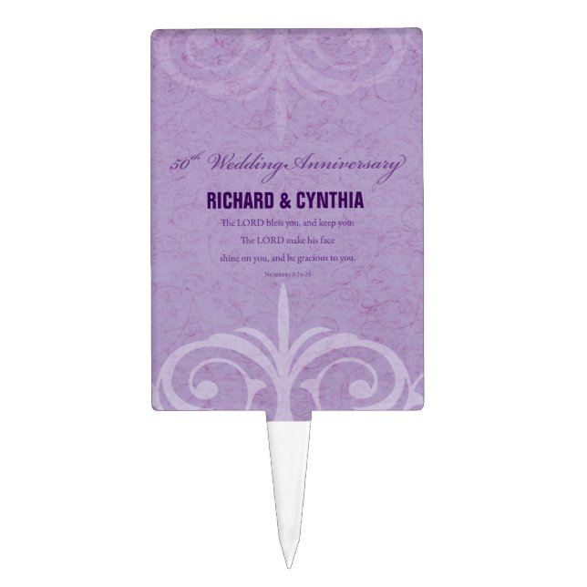 Custom Names, 50th Wedding Anniversary to Couple Cake Topper (Front)