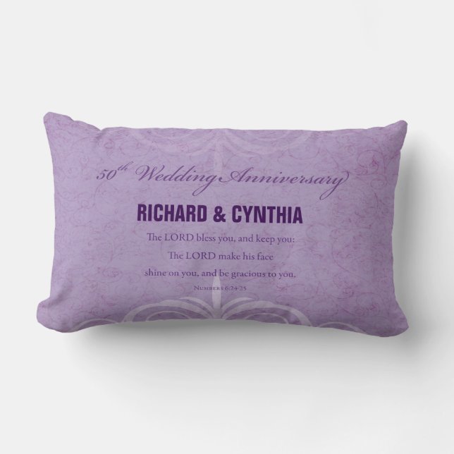 Custom Names, 50th Wedding Anniversary to Couple Lumbar Pillow (Front)