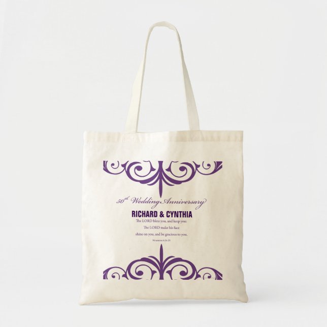 Custom Names, 50th Wedding Anniversary to Couple Tote Bag (Front)
