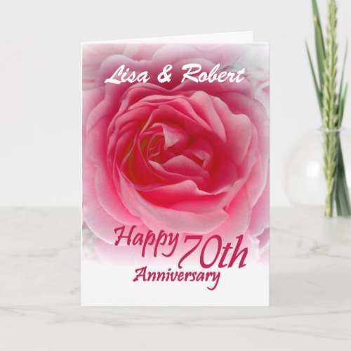 CUSTOM NAMES _ 70th Anniversary with Pink Rose Card