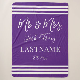 Custom Names and Last Name Mr and Mrs Gift Sherpa Blanket