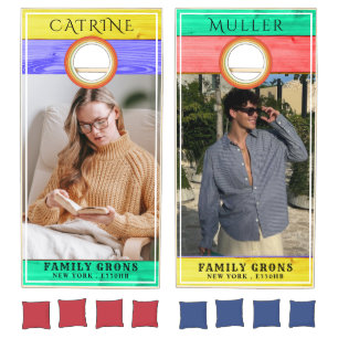 Custom Names and Teams 2 Photo Cornhole Set