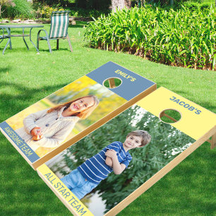 Custom Names and Teams 2 Photo Cornhole Set