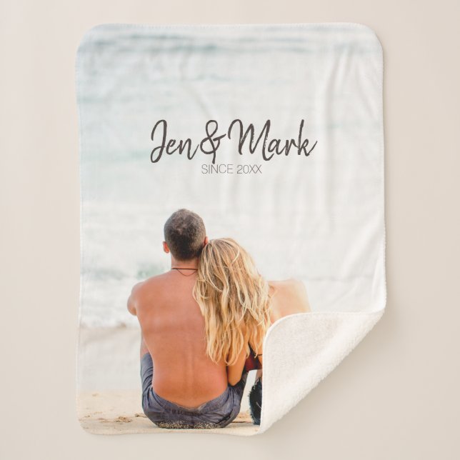 Custom Names and Year  | Stolen Moments Sherpa Blanket (Front)