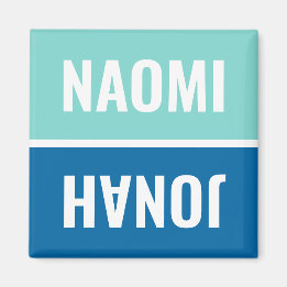 Custom Names Aqua and Cobalt Blue Dishwasher Magnet