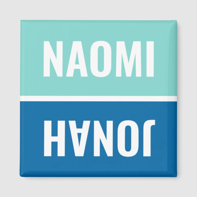 Custom Names Aqua and Cobalt Blue Dishwasher Magnet