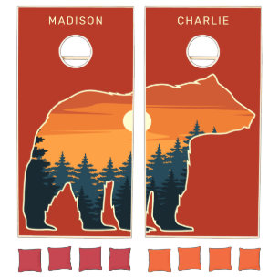 Custom names Bear Forest Cornhole Set