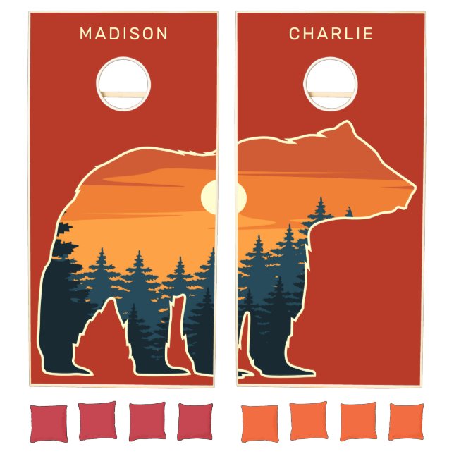 Custom names Bear Forest Cornhole Set (Set)