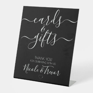 Custom Names Black Calligraphy Cards & Gifts Pedestal Sign