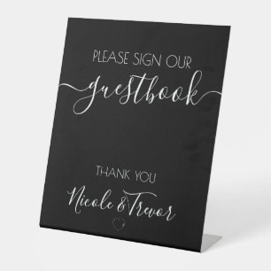 Custom Names Black Calligraphy Sign Guestbook