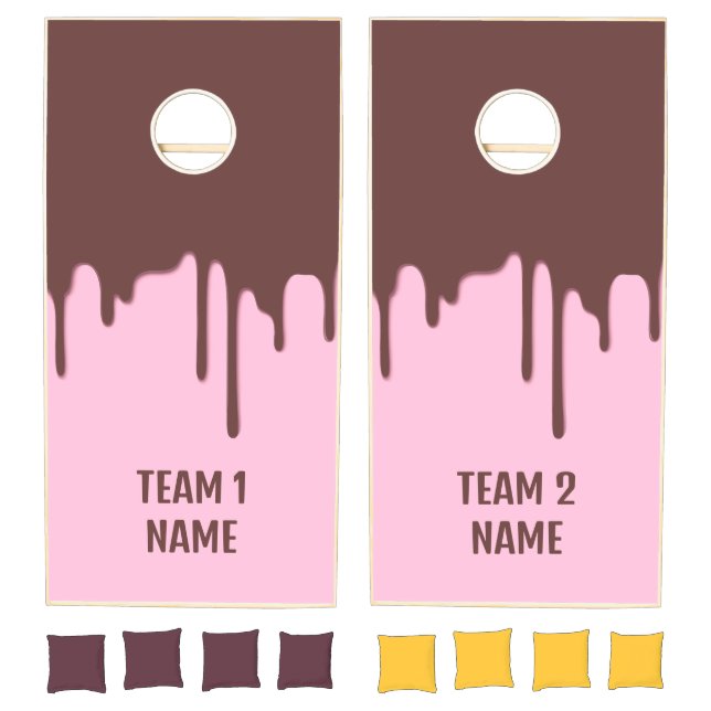 Custom Names Chocolate Drip Cornhole Set (Set)