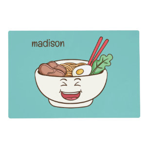 Custom Names & Colors Cute Kawaii Noodles Placemat