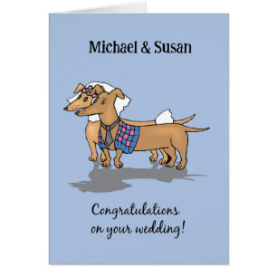 Custom Names Dachshunds Dogs Wedding Congratulatio Cards