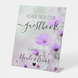 Custom Names Dainty Purple Flowers Table Sign
