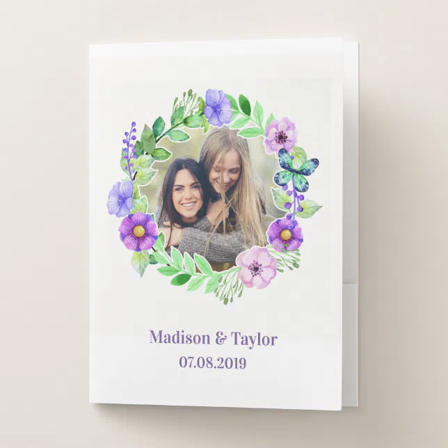 Frame For Folder Names Custom names, date & photos Flower Frame Pocket Folder | Zazzle