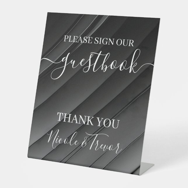 Custom Names Diagonal Lines Please Sign Guestbook (Front)