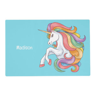 Custom Names Double-Sided Colorful Unicorn Placemat