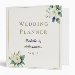 Custom Names Elegant Floral Wedding Planning 3 Ring Binder