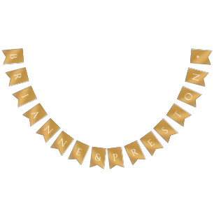 Custom Names Elegant Modern Gold Gradient Wedding Bunting Flags