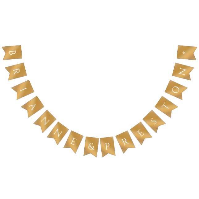 Custom Names Elegant Modern Gold Gradient Wedding Bunting Flags (All)
