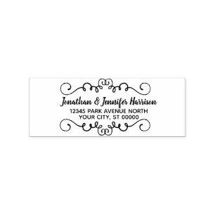 Custom Names Elegant Script Return Address Rubber Stamp