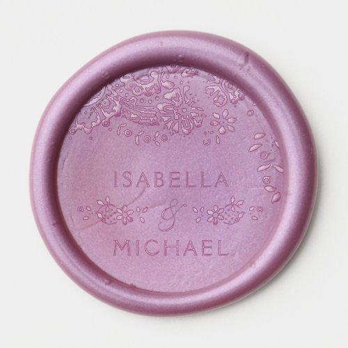 Custom Names Elegant Vintage Lace Wedding  Wax Seal Sticker