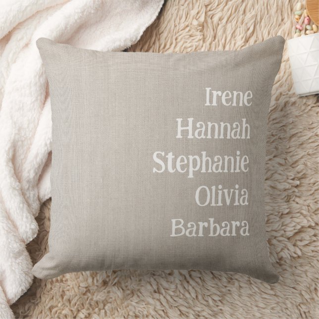 Custom Names Family Friends Simple Farmhouse  Throw Pillow (Blanket)