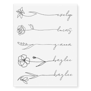 Custom Names Floral Temporary Tattoos