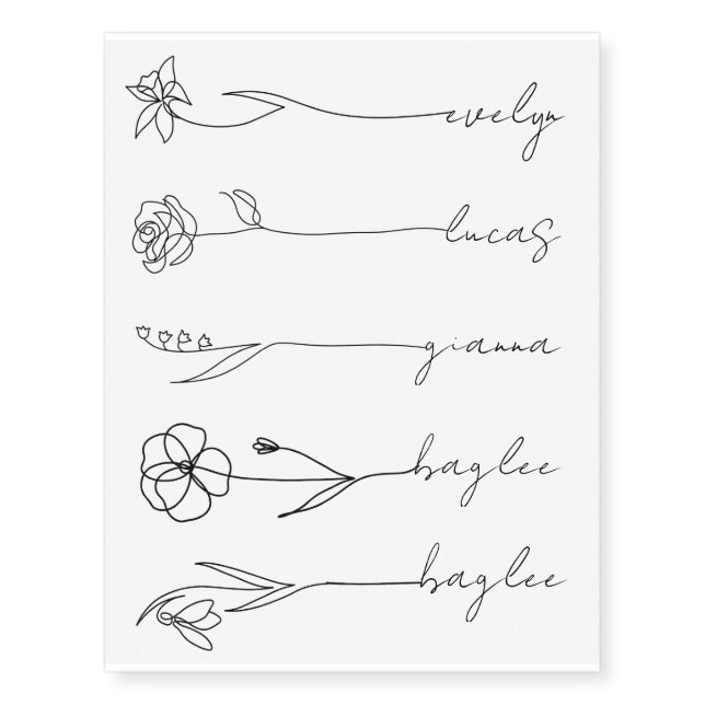 Custom Names Floral Temporary Tattoos (Front)