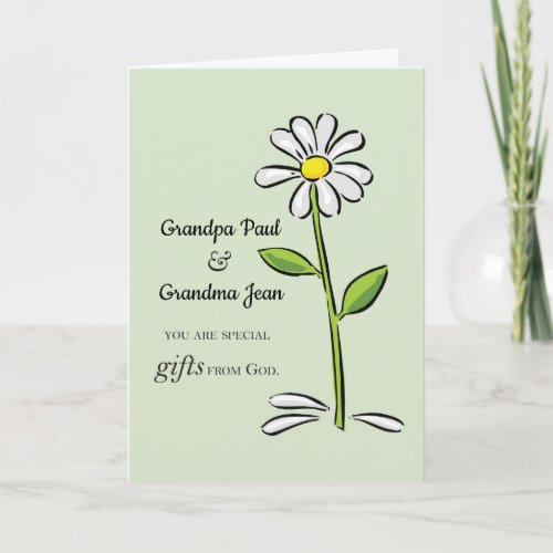 Custom Names Gift from God Daisy Grandparents Day Card