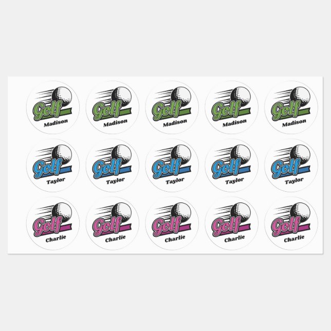 Custom Names Golf Labels (Sheet)