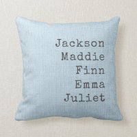 Custom Names Grandparents Mom Blue Farmhouse Throw Pillow