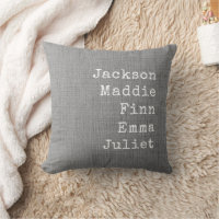 Custom Names Grandparents Mom Grey Farmhouse Throw Pillow