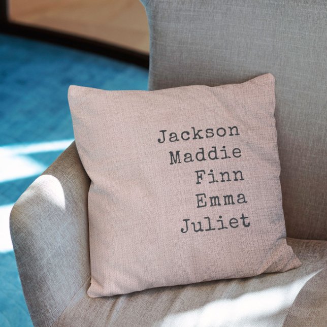 Custom Names Grandparents Mom Modern Chic Pink Throw Pillow (Creator Uploaded)