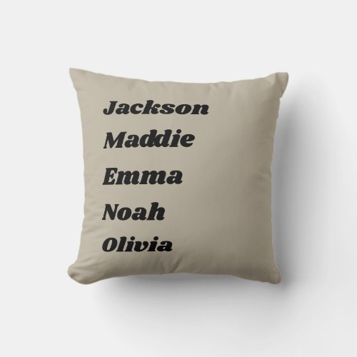 Custom Names Grandparents Mom Modern Holiday Gift Throw Pillow